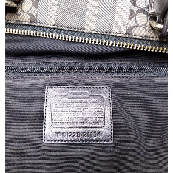 Coach Molly Signature Black Canvas Stripes Top Handles Zipper Satchel Bag - Picture 12 of 14